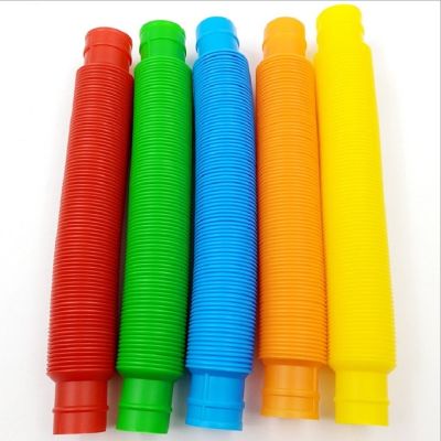 6PCS Flexible Plastic Popular Color Creative Telescopic Pipe Corrugated Decompression Vent Children 39;s Toy Birthday Party Gift