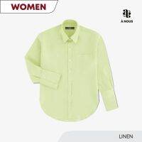 À NOUS - WOMEN SHIRT - Classic Fit - Linen (Avocado) / เสื้อเชิ๊ต ตัวหลวม ผ้าลินิน สีเขียว อ่อน