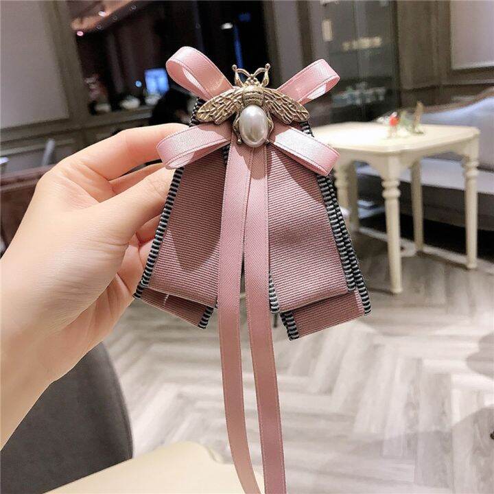 2020-new-korea-style-fashion-cute-pink-bee-bow-long-ribbon-big-bow-tie-for-women-girl-accessory