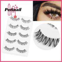 PETINAIL การต่อขนตากากบาทแบบนิ่มสำหรับขนตาปลอมสีดำแต่งหน้าแบบยาว5คู่