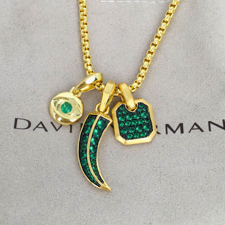 เครื่องประดับยอดนิยมของผู้ชาย-david-yurman-จี้ขนาดเล็ก-evil-eye-amulet-ใน18k-สีเหลืองทองพร้อมสร้อยคอมรกตขายส่ง