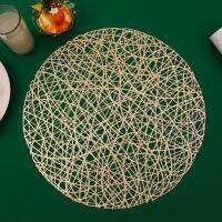 【CC】 38x38cm Restaurant Decoration Placemat Round Hollow Messy Interwoven Thread Table Heat-insulating Tableware