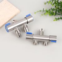 1Pc One In Two Out Double Use Triangular Valve Stainless Steel Water Faucet Toilet Washing Machine Two Ways Out Faucet