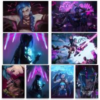 League Of Legends Animated Drama Arcane Jinx ภาพวาดผ้าใบโปสเตอร์และพิมพ์ Wall Art-เหมาะสำหรับตกแต่งห้องนอนและห้องเด็กเล่น