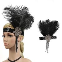 Headpiece Feather Flapper Headband Great Gatsby Headdress Vintage Woman Unisex Halloween Party Wear Decor Hair Accessories