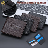POS Retro Men S Short Crocodile Head Wallet Multi-Card Coin Pouch PU Leather Short Men S Wallet 【 Fast Delivery】