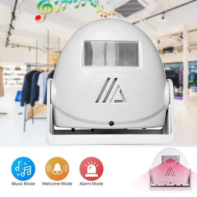 ผู้เข้าชมระฆังประตูไร้สายเบลล์ร้านบุคคลทั่วไป Motion Sensor 10เมตรเตือน