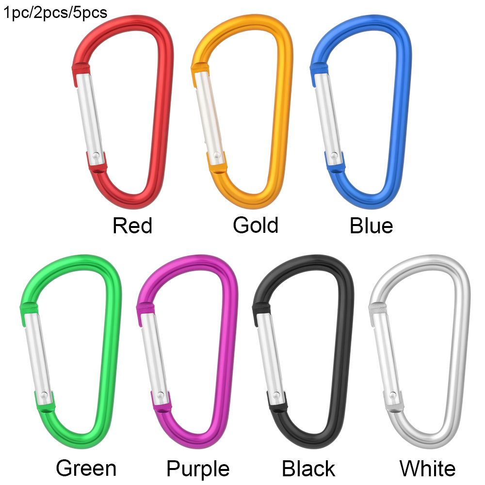 Alloy Carabiner Black Climbing Button Camping Hiking Hook Buckle Keychain 