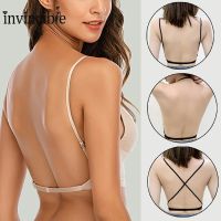 Women Soft Comfortable Seamless Bra/ Solid Color Sexy Wire Free Strap Push Up Lingerie/ Triangle Low Backless Underwear