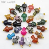 Wholesale Natural Stone Quartz Crystal Amethyst lapis lazuli Mushroom Pendant For DIY Jewelry Making Necklace Accessories 15pcs