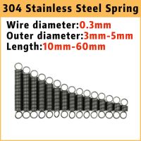 ✻✟◕ 10Pcs Wire Diameter 0.3mm 304 Stainless Steel Round Hook Small Tension Extension Spring Outer Dia 3mm 4mm 5mm Length 10-60mm