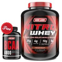 สร้างกล้ามเนื้อ แน่นชัด โปรตีนสูง - NAR LABS™ Nitro Whey 4.4 lbs - Chocolate + BCAA 240 Caps