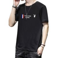 PLAYBOY เสื้อยืดแขนสั้นผู้ชาย,เสื้อยืดแฟชั่นฤดูร้อนอเนกประสงค์