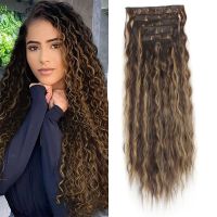 【YF】 24  Synthetic In Hair Extensions 10Color Clip Wavy 6Pcs/Set Piece Clip-In Hairpieces