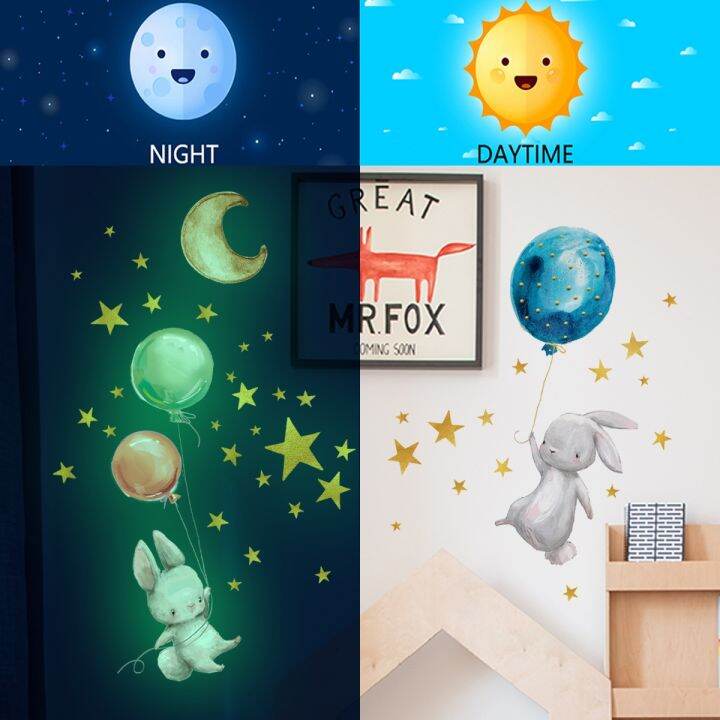 24-home-accessories-สติกเกอร์ติดผนัง28x38ซม-บอลลูนกระต่ายสติ๊กเกอร์ติดผนังรูปดาวเรืองแสงสติกเกอร์ติดผนังการ์ตูนสติกเกอร์เรืองแสงของเล่นเด็กสติ๊กเกอร์ติดผนัง-pvc