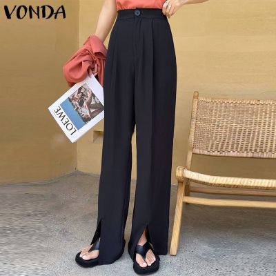 ⊙❀ Vonda กางเกงขายาวลําลอง เอวสูง ทรงตรง สีพื้น สไตล์เกาหลี สําหรับสตรี