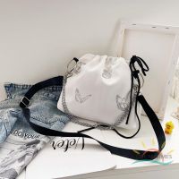 Fashion Casual Nylon Shoulder Bag Women Butterfly Drawstring Messenger Pouch Lady Crossbody Handbag