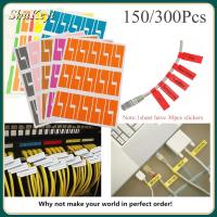 SHUKEYI 150/300pcs สีสัน เครือข่าย เครื่องมือมาร์กเกอร์ กันน้ำ ออแกไนเซอร์ไฟเบอร์ สติ๊กเกอร์ แท็กประจำตัว ฉลากสายเคเบิล