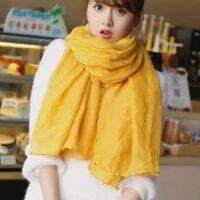 【Miki Xinyuan】แฟชั่นใหม่ Goft ผ้าฝ้ายผ้าลินิน Hijabs MusilimSkyScarf ผู้หญิงผ้าพันคอ Gree/ สีแดง/สีส้มขนาด Lage ยาวห่อ