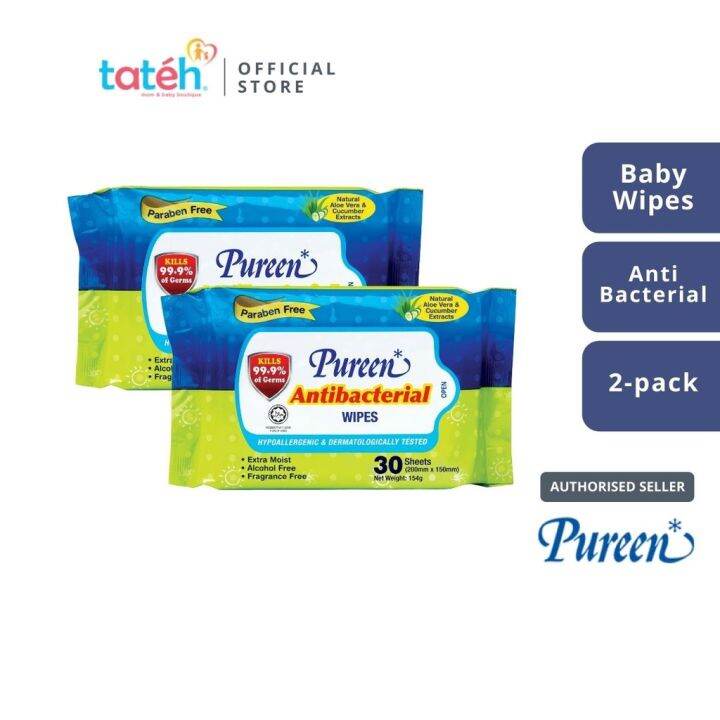 Pureen Antibacterial Wipes Value Packs (2 x 30’s) Lazada