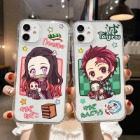 【YF】◈♝▨  Cartoon Japan Anime Demon Slayer iPhone 14 13 12 XR XS X 7 8 Cover Kimetsu No Yaiba Fundas