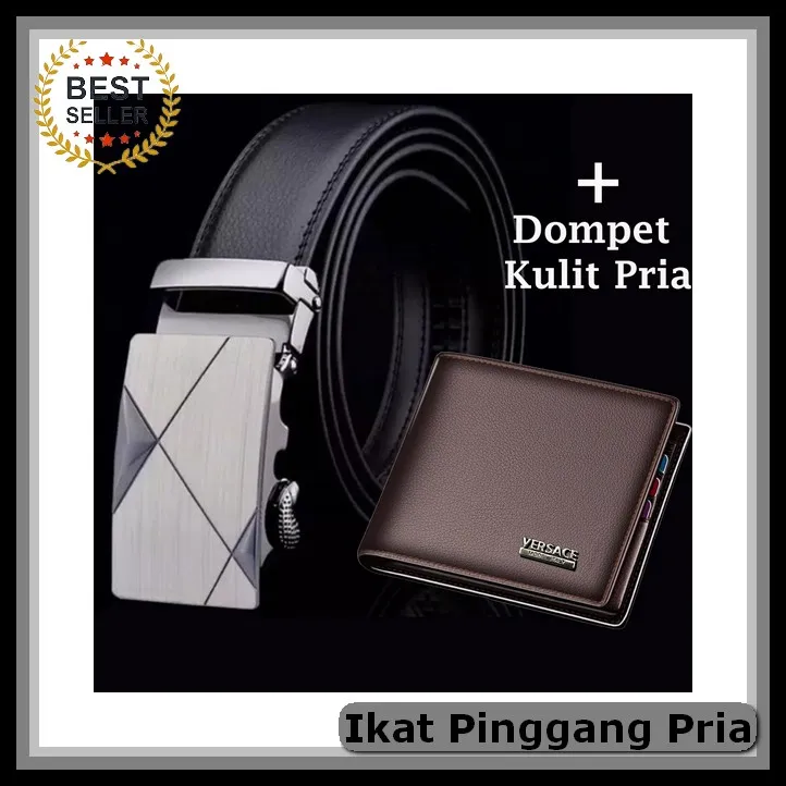 Ikat Pinggang Pria BONUS DOMPET Kulit Ikat Pinggang Pria Panjang