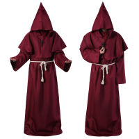 Women Men Vintage Medieval Priest Monk Cosplay Cloak Robe Priest Costumes Scary Wizard Halloween Purim Witch Dress