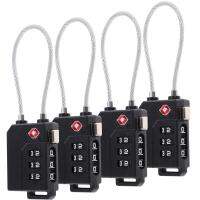 4Pcs กระเป๋าเดินทางล็อคแบบพกพา TSA Approved Security Cable กระเป๋าเดินทางล็อค3หลักรหัสผ่านล็อค Padlock