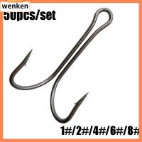 1 * คาร์บอนขนาด 1 2 4 6 8 ทนทานหัวตะขอเบ็ดตกปลาคู่ Fly JIG BASS Fishook เหยี่อปลา