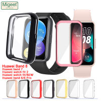 Migeet นิ่ม TPU เคสป้องกันหน้าจอแบบเต็มกรอบคมสำหรับ Huawei แบนด์8สาย Huawei 7/Band 6/Band 6 Pro เคส Huawei พอดีกับ2เคส/Huawei สมาร์ทแบนด์ใหม่อุปกรณ์เสริมฝาครอบกันชนป้องกัน