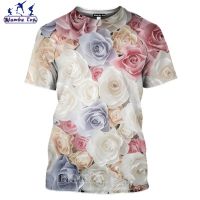 2023ใหม่ Mamba TOP Rose T เสื้อผู้ชายแฟชั่นคอสเพลย์3D ดอกไม้ Harajuku สีสัน Daisy ผู้หญิง Nest Casual สีชมพู carnation streetwears