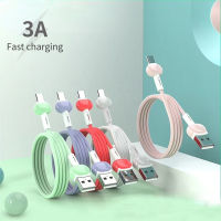 สายชาร์จ3A ชนิด C/2 In 1ซิลิโคนเหลวที่ปลอดภัยสายเคเบิลต่อโทรศัพท์ชาร์จไฟส่งข้อมูล