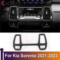 สติกเกอร์ติดเต้าเสียบไฟฟ้ากระแสสลับแอร์สำหรับ Kia Sorento 2021 2022 2023คอนโซลกลางคาร์บอนไฟเบอร์อุปกรณ์เสริมฝาครอบ