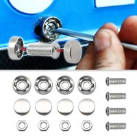 4Pcs/Set Chrome Anti-theft Screws Car License Plate Bolts Frame Screw for Fastening Frame  License Plate Cover Security Bolts Nails  Screws Fasteners