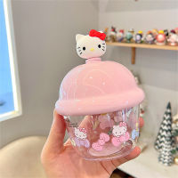 ROMAHOME Rs 250Ml Sanrio ถ้วยแก้วพร้อมหลอดพลาสติกสำหรับเด็กถ้วยตุ๊กตาการ์ตูนไอศกรีมขนาดเล็กถ้วยแก้วน้ำกลางแจ้งเล็ก