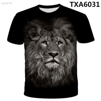2023 Mens Summer Fashion 3d Lion Print Casual Short Sleeve T-shirt Unisex