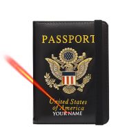 Personalized USA Passport Cover with Names Elastic Band  Passport Holder Personal Name Multi-Card Elastic Band Passport Case Card Holders