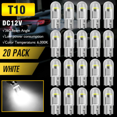 T10 20X แก้วไฟรถยนต์ Led 6000K สีขาว K รถยนต์194 168โคมไฟป้ายทะเบียนหลอดไฟ DRL ไฟโดมอ่านหนังสือ12V