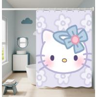 Pink Sanrios Hello Kitty Cinnamoroll Kawaii Anime Cartoon Waterproof Polyester Shower Curtain with Hooks Accessories Girls Gifts