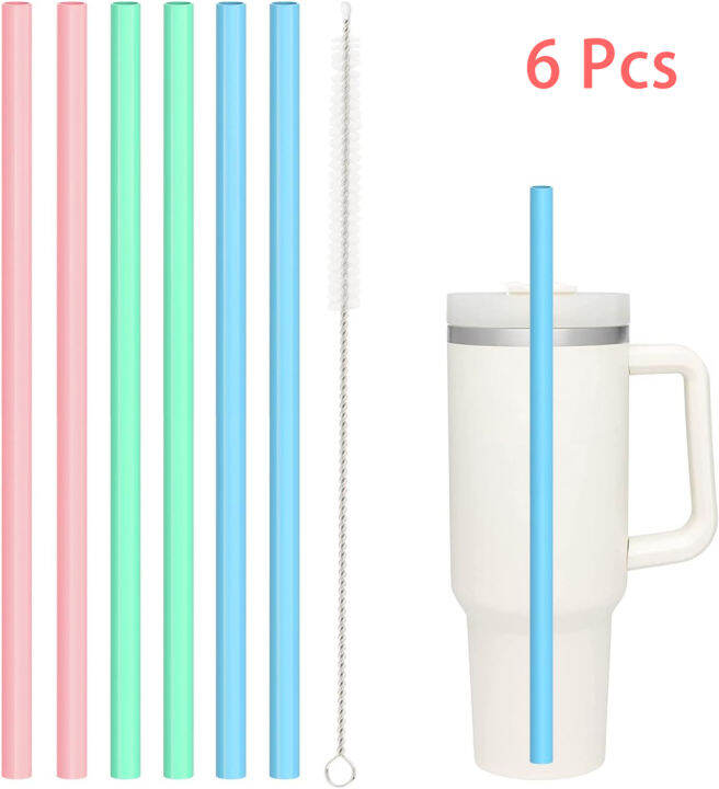 4 Pack Reusable Stainless Steel Replacement Straws for Stanley Quencher