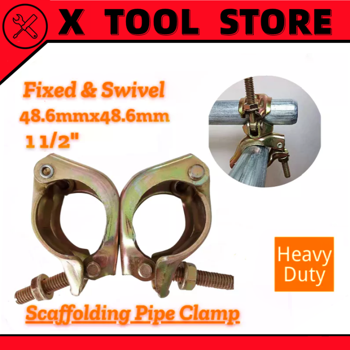 Scaffolding Pipe Clamp Swivel & Fixed Clamp 1 1/2" Heavy Duty Per Pcs