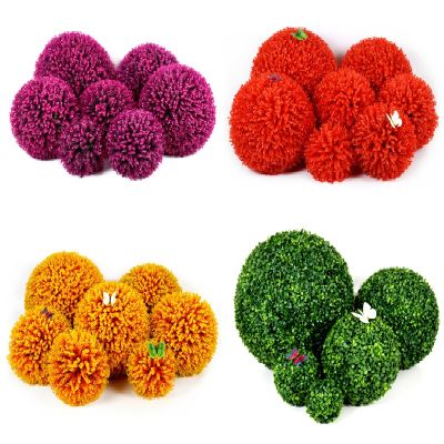 [AYIQ Flower Shop] 4ขนาด (10/18/30/38ซม.) ของตกแต่งลูกบอลหญ้าเทียมเอฟเฟกต์ใบไม้พลาสติกดอกไม้ประดิษฐ์ตกแต่งงานปาร์ตีสีเขียวแขวน