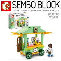 บล็อกตัวต่อรถเข็นร้านค้า พร้อมมินิฟิกเกอร์ 1 ตัว SEMBO BLOCK 601106 จำนวน 122 ชิ้น