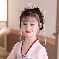 DAN S Headdress Hanfu เครื่องประดับผมสายคาดหัวลายกุหลาบดอกไม้ตุ้มหูมงกุฎอัลลอยรูปผีเสื้อสไตล์จีนชุดเครื่องประดับแต่งงาน