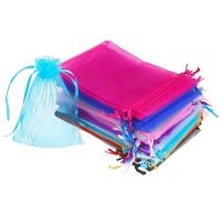 50 Pieces 4 by 6 Inch Organza Gift Bags Drawstring Jewelry Pouches Wedding Party Favor Bags (Multicolor)