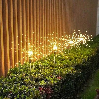 2-6 Pack Outdoor Solar Lights 90/120/150LEDs Solar Fireworks Lamp Garden Decoration Outdoor Lawn Light New Year Christmas Lights Power Points  Switche