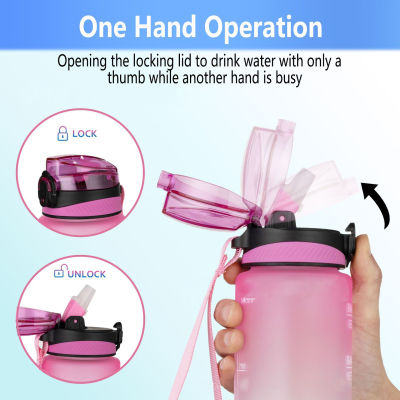 Gradient Water Bottles with LockingL Lid Leakproof Sports Fitness Gym Water Container 1000ml Large Capacity Tritan BPA Free Jugs