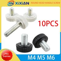 M4 M5 M6 10Pcs Round Head Handle Hand Screw Round Knurled Rubber Thumb Screw Plastic Tighten Bolt Nuts Knob Black/White Plastic