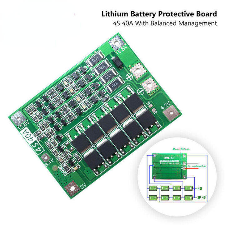 4S 40A Lithium Ion Lithium Battery BMS PCB 14.8V 16.8V Lithium Battery