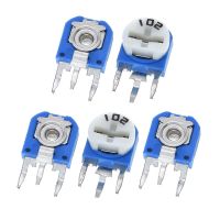 5Pcs RM063 3Pin Adjustable Variable Trimmer Resistor 14Values 100-1M Ohm Blue and White 6mm Rm-063 Potentiometers Assortment Kit